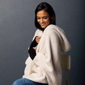 SHERPA HOODED WRAP with Ribbed Cuffs (DEMDACO CATALOG) - Olive Green (Not White)
